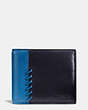 COACH®,RIP AND REPAIR COMPACT ID WALLET,Sport calf leather,MIDNIGHT/DENIM,Front View