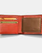 COACH®,RIP AND REPAIR COMPACT ID WALLET,Sport calf leather,SADDLE/CARMINE,Inside View,Top View