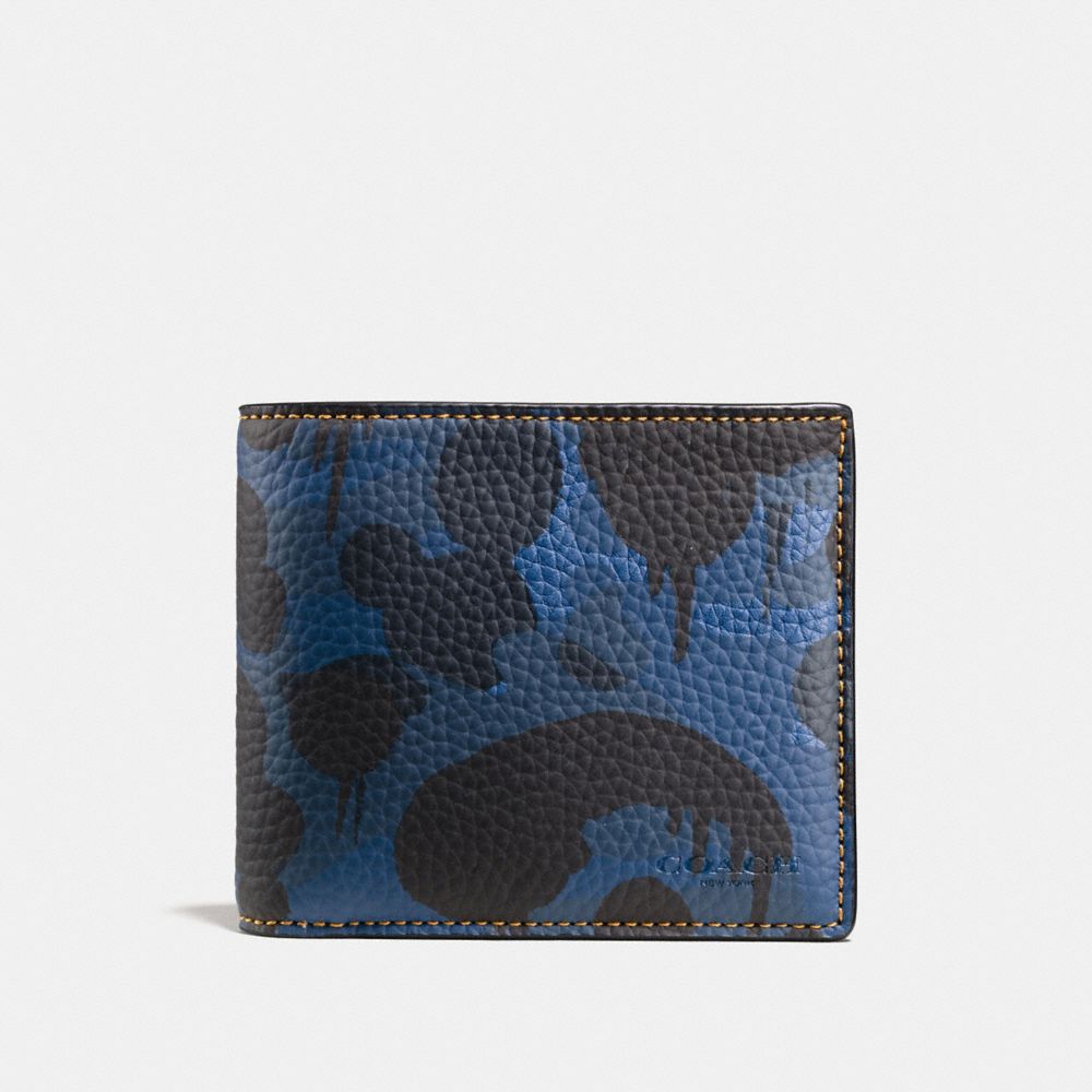 COACH®,Cuir galet imprimé,Denim Wild Beast/Jaune,Front View