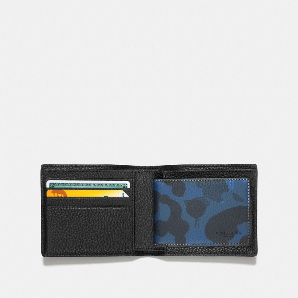 COACH®,Cuir galet imprimé,Denim Wild Beast/Jaune,Inside View,Top View