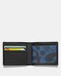 COACH®,3-IN-1 WALLET WITH CAMO PRINT,Printed Pebble Leather,Denim Wild Beast/Yellow,Inside View,Top View