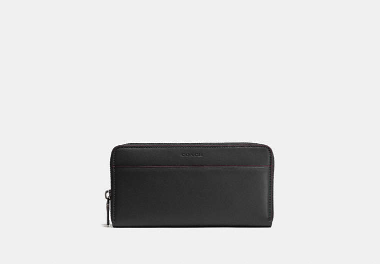 COACH®,ACCORDION ZIP WALLET,Leather,Black/Oxblood,Front View