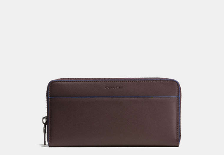 COACH®,ACCORDION ZIP WALLET,Leather,MAHOGANY/DENIM,Front View