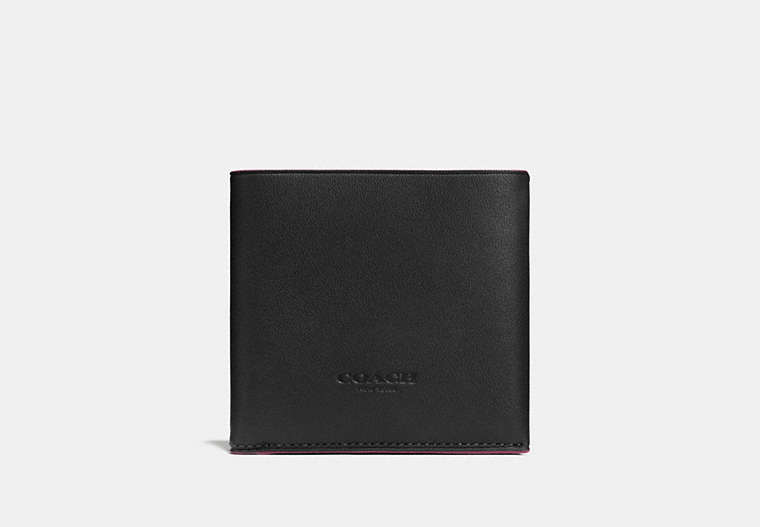 COACH®,BILLFOLD WALLET,Leather,Black/Oxblood,Front View