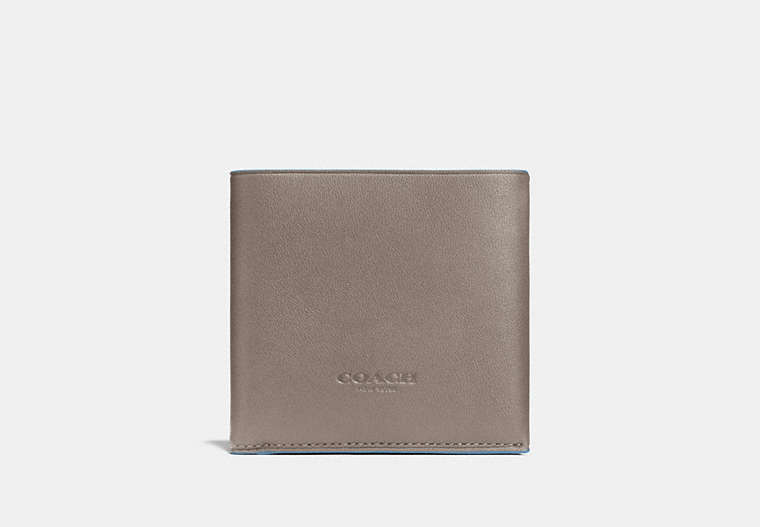 COACH®,BILLFOLD WALLET,Leather,FOG/CORNFLOWER,Front View