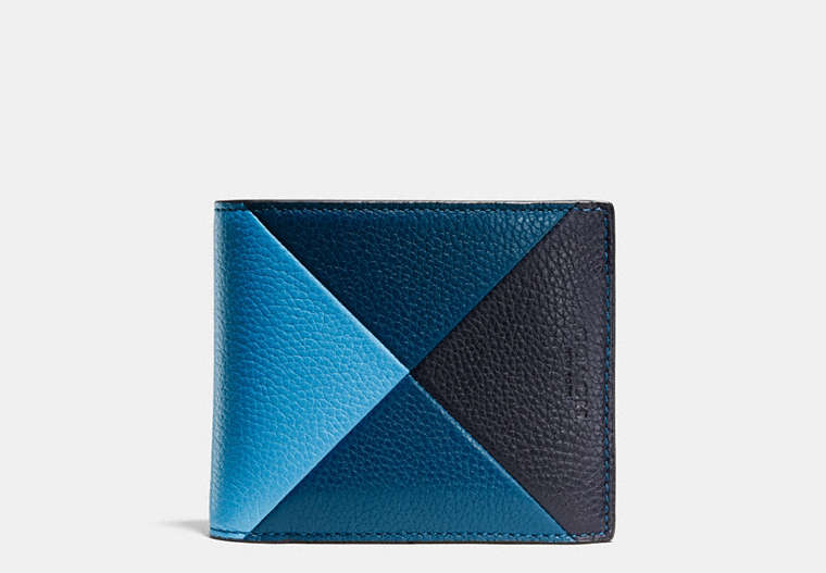 Compact Id Wallet In Patchwork Pebble Leather