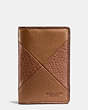 COACH®,CARD WALLET IN PATCHWORK LEATHER,Leather,Dark Saddle,Front View