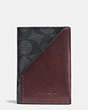 COACH®,SLIM CARD WALLET IN SIGNATURE COATED CANVAS,Leather,CHARCOAL/OXBLOOD,Front View
