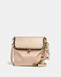 COACH®,RIDER BAG 24 WITH SNAKESKIN DETAIL,Coated Canvas,Medium,Brass/SAND,Front View