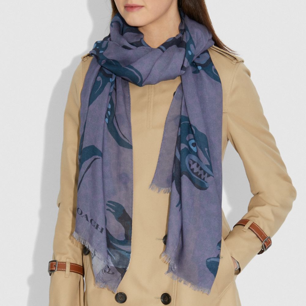 COACH®,Signature Scarf With Rexy By Zhu Jingyi,,Angle View