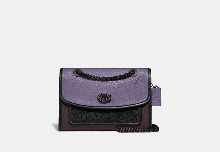 COACH®,PARKER IN COLORBLOCK,Leather,Medium,Dusty Lavender Multi/Pewter,Front View image number 0