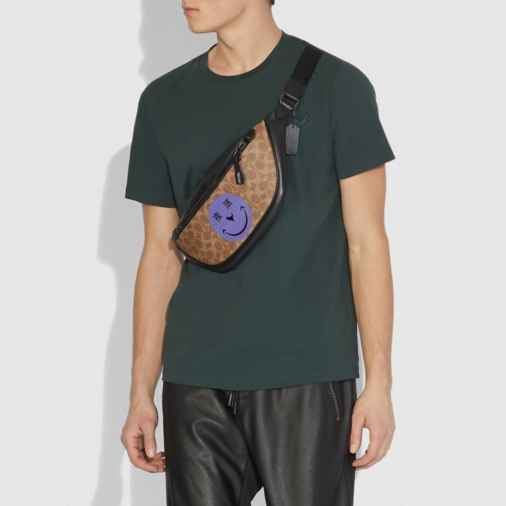 COACH®,Rivington Belt Bag In Signature Canvas With Rexy By Yeti Out,,Detail View
