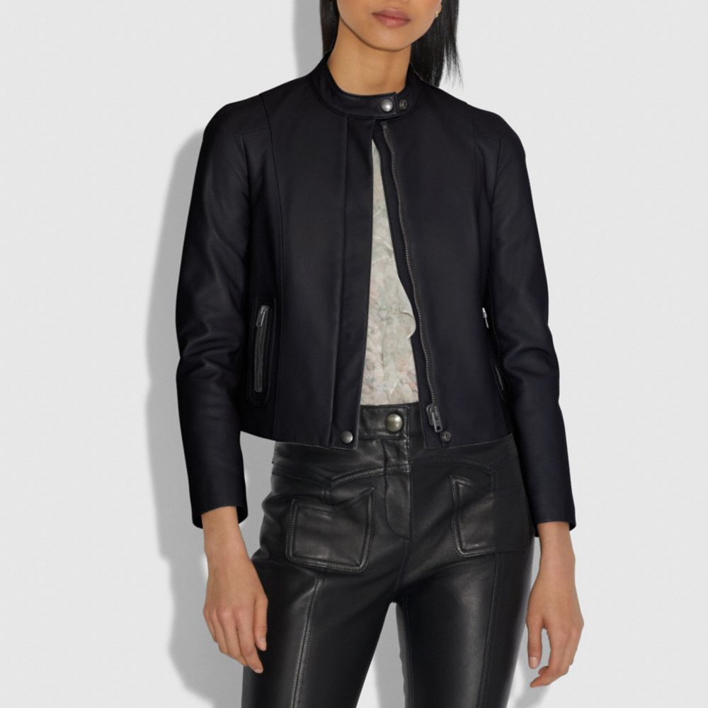 COACH®,Leather Racer Jacket,,Scale View