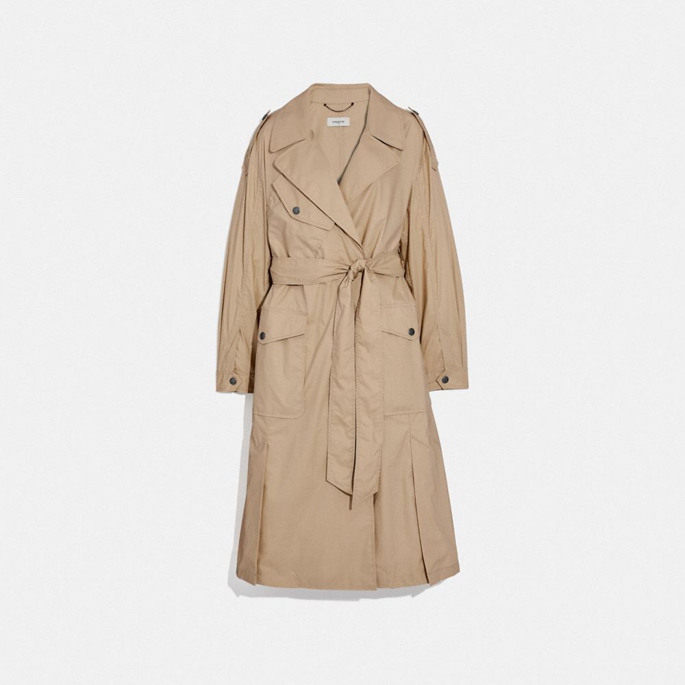 COACH®,OVERSIZED TRENCH,cotton,Classic Khaki,Front View