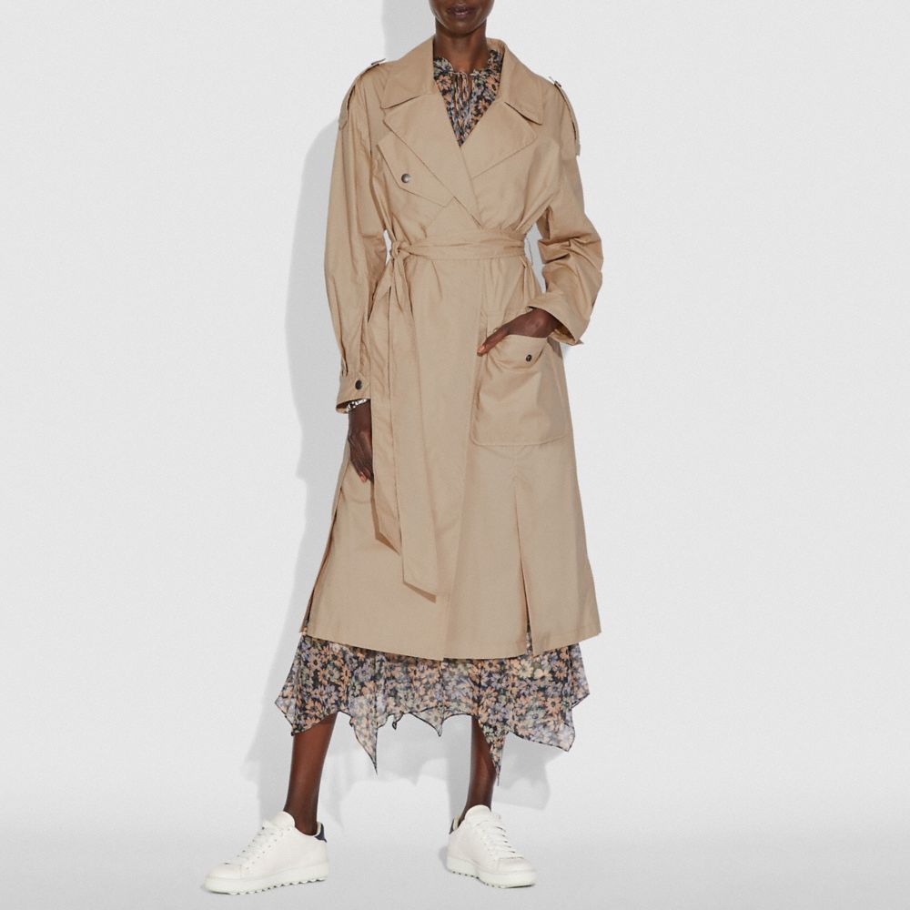 COACH®,OVERSIZED TRENCH,cotton,Classic Khaki,Scale View