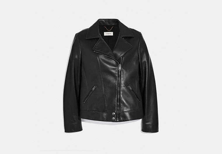 COACH®,LEATHER MOTO JACKET,Leather,Black,Front View image number 0