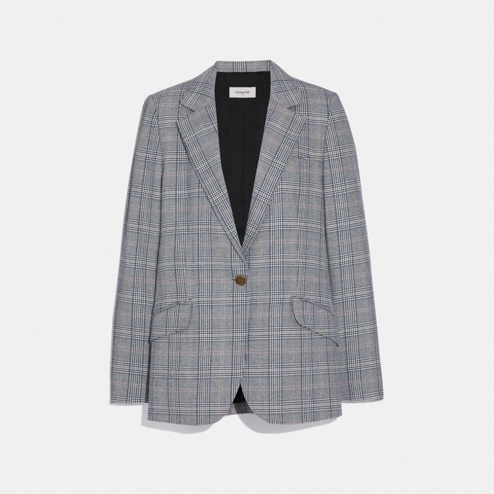 COACH®,OVERSIZED BLAZER,wool,Multi,Front View image number 0