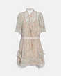 COACH®,TIERED DRESS,Mixed Material,Cream/Green,Front View