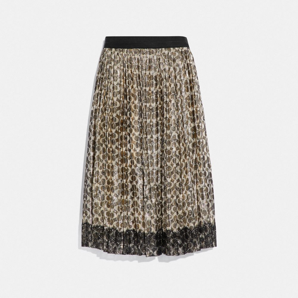 Metallic Pleated Skirt