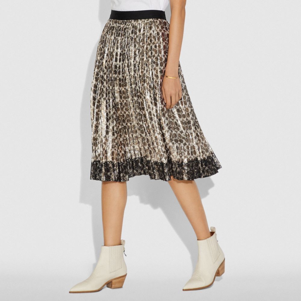 Metallic Pleated Skirt