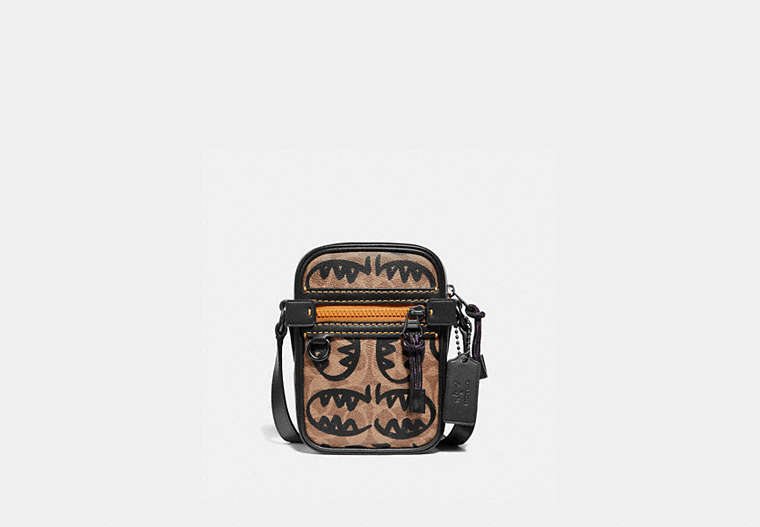 COACH®,DYLAN 10 IN SIGNATURE CANVAS WITH REXY BY GUANG YU,Coated Canvas,Black Copper/Khaki,Front View image number 0