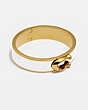 COACH®,SIGNATURE LARGE HINGED BANGLE,Plated Brass,Gold/Chalk,Front View