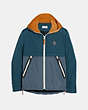 COACH®,COLORBLOCK WINDBREAKER,cotton,BLUE/YELLOW,Front View