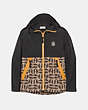 COACH®,SIGNATURE REXY BY GUANG YU WINDBREAKER,Mixed Material,BLACK/TAN,Front View