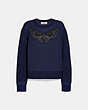 COACH®,BUTTERFLY LACE PULLOVER,wool,NAVY,Front View