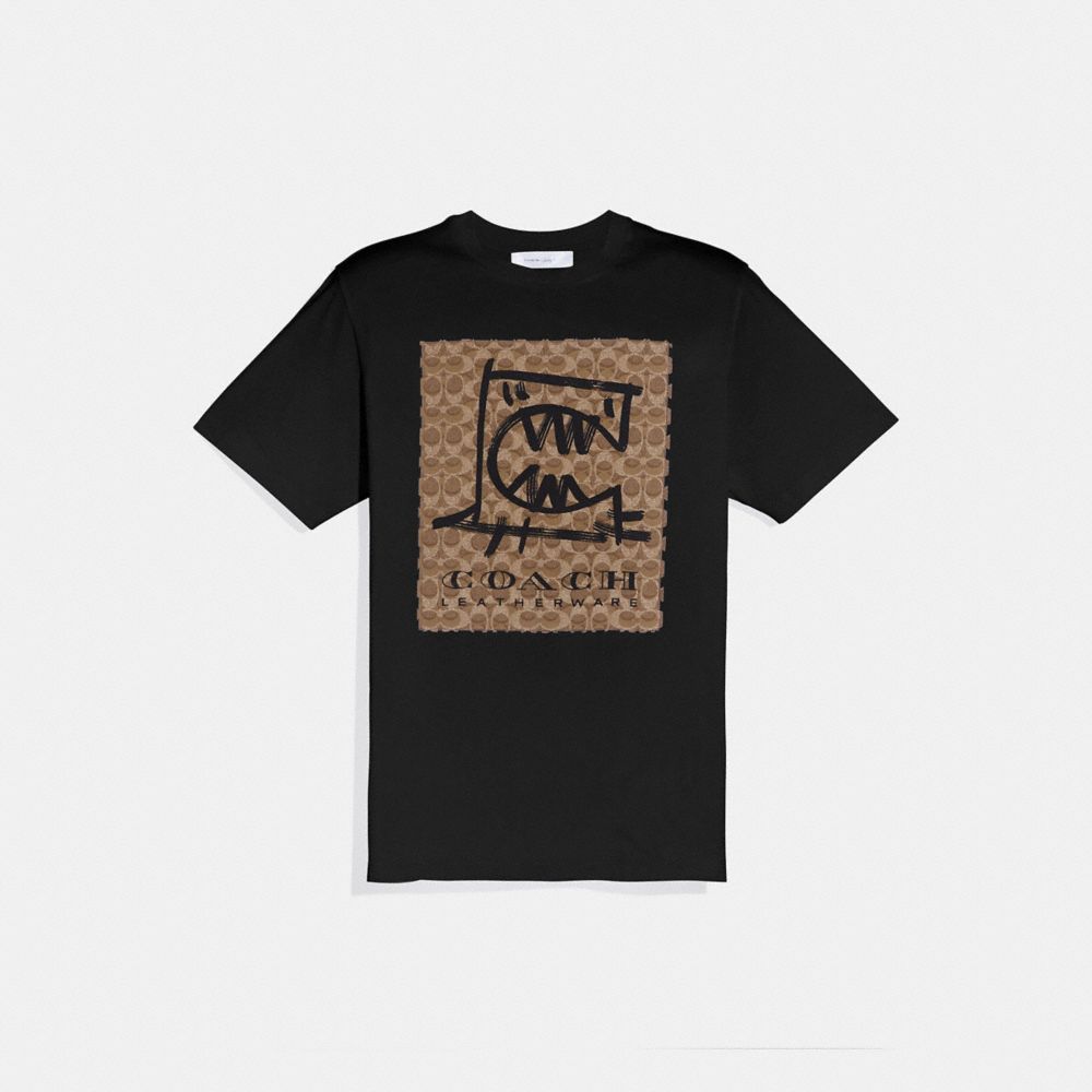 COACH®,REXY BY GUANG YU T-SHIRT,cotton,Black,Front View image number 0