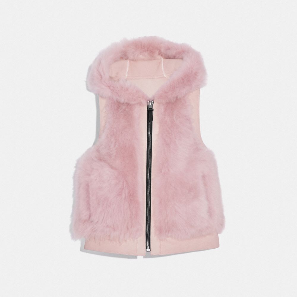 Reversible Shearling Hoodie Vest