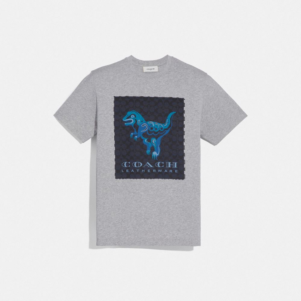 COACH®,REXY BY ZHU JINGYI T-SHIRT,cotton,HEATHER GREY,Front View