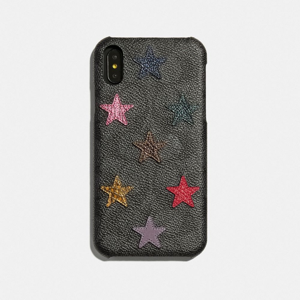 Coque pour iPhone Xr en toile exclusive avec imprimé étoiles et détail peau de serpent