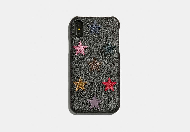 Iphone Xr Case In Signature Canvas With Star Print And Snakeskin Detail