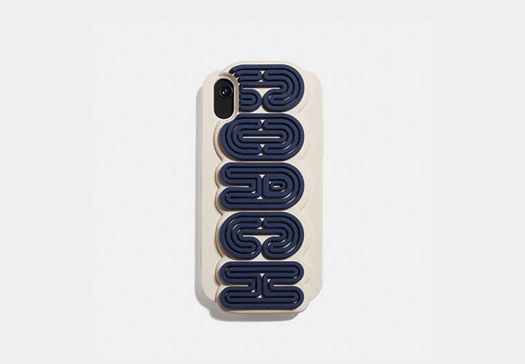 COACH®,IPHONE XR CASE,silicon,Chalk Multi,Front View