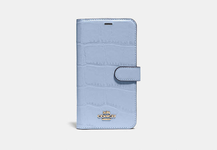 COACH®,IPHONE XR FOLIO,Leather,Grey,Front View