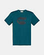 COACH®,REXY BY GUANG YU SHORT SLEEVE T-SHIRT,cotton,TEAL,Front View