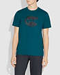COACH®,REXY BY GUANG YU SHORT SLEEVE T-SHIRT,cotton,TEAL,Scale View