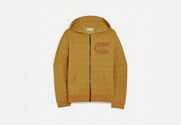 COACH®,SIGNATURE REXY BY GUANG YU HOODIE,cotton,YELLOW,Front View