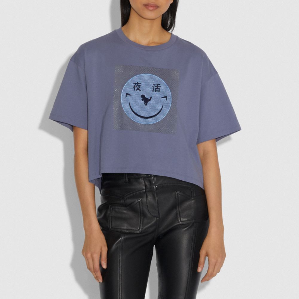 COACH®,REXY BY YETI OUT T-SHIRT,cotton,Periwinkle,Scale View