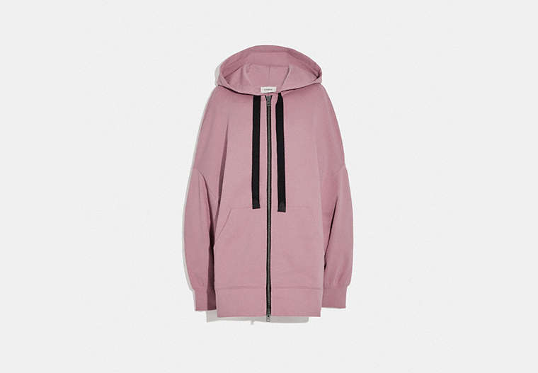COACH®,REXY BY GUANG YU ZIP HOODIE,cotton,Pink Champagne,Front View