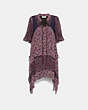 COACH®,MINI TIERED DRESS WITH LACING,Viscose,Fuschia/Brown,Front View