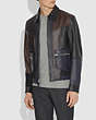 COACH®,PIECED LEATHER JACKET,Leather,BERRY,Scale View