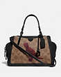 COACH®,DREAMER 21 IN SIGNATURE CANVAS WITH REXY BY SUI JIANGUO,Coated Canvas,Small,Tan/Black/Pewter,Front View