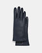 COACH®,SCULPTED SIGNATURE LEATHER TECH GLOVES,Leather,Midnight Navy,Front View