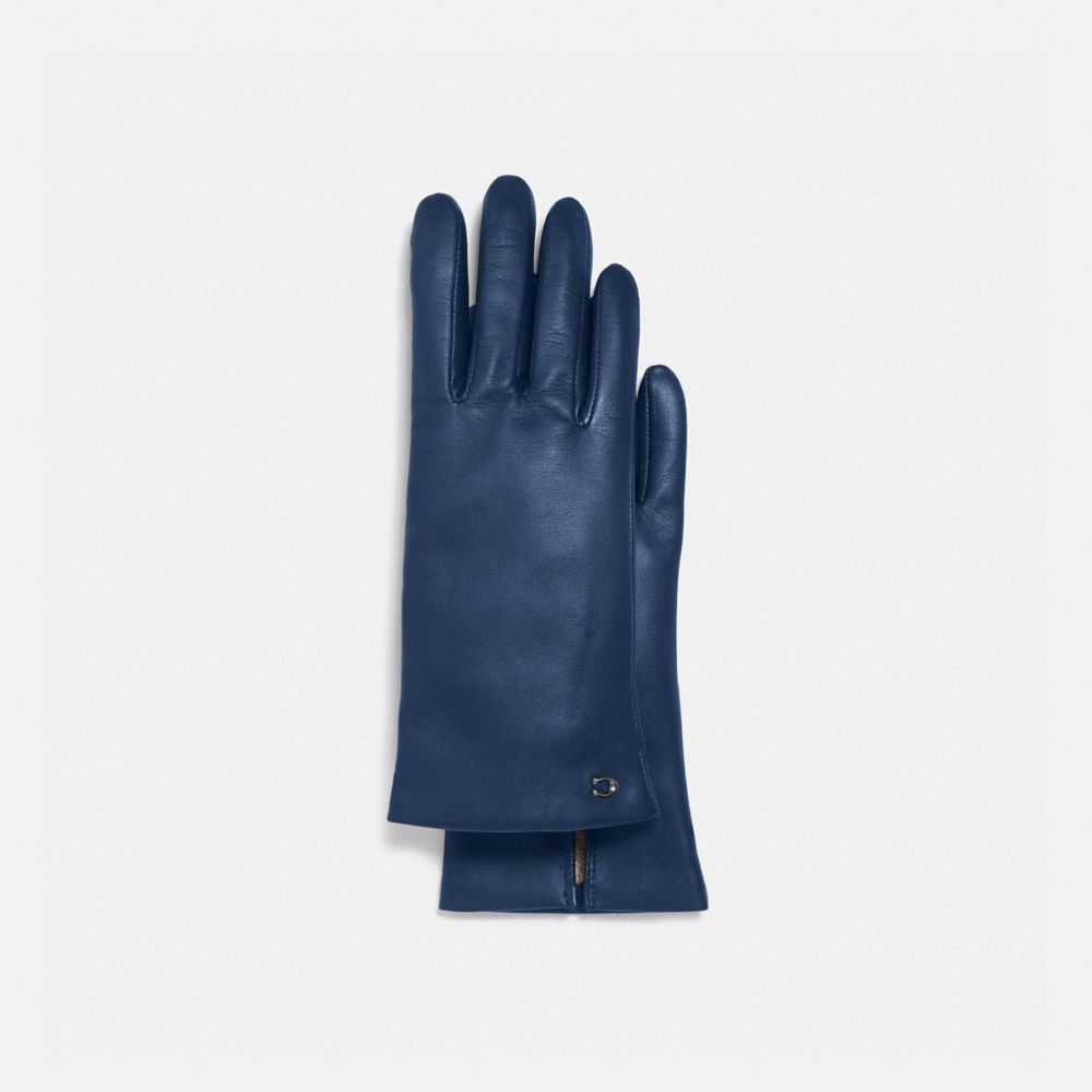 Deep Blue Sculpted Signature Leather Tech Gloves