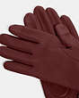 COACH®,SCULPTED SIGNATURE LEATHER TECH GLOVES,Leather,Wine,Closer View