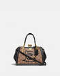 COACH®,KISSLOCK DREAMER 21 IN SIGNATURE CANVAS WITH REXY AND SNAKESKIN DETAIL BY GUANG YU,Coated Canvas,Medium,Brass/Tan Metallic Graphite Multi,Front View
