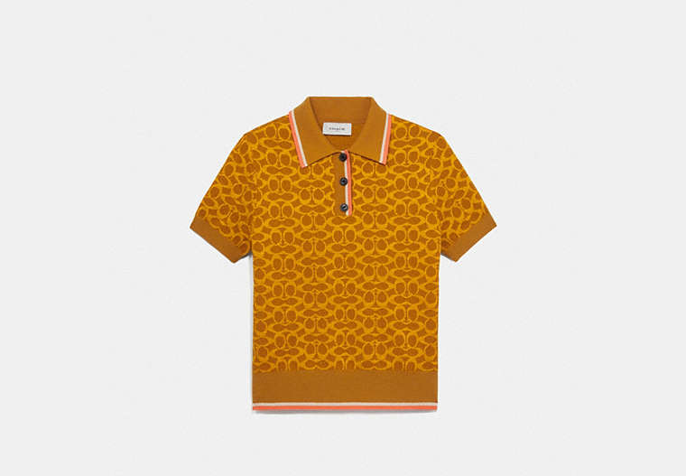 COACH®,FITTED SIGNATURE POLO,Mixed Material,YELLOW,Front View