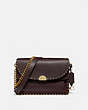 COACH®,DREAMER SHOULDER BAG WITH RIVETS,Leather,Medium,Brass/Oxblood,Front View